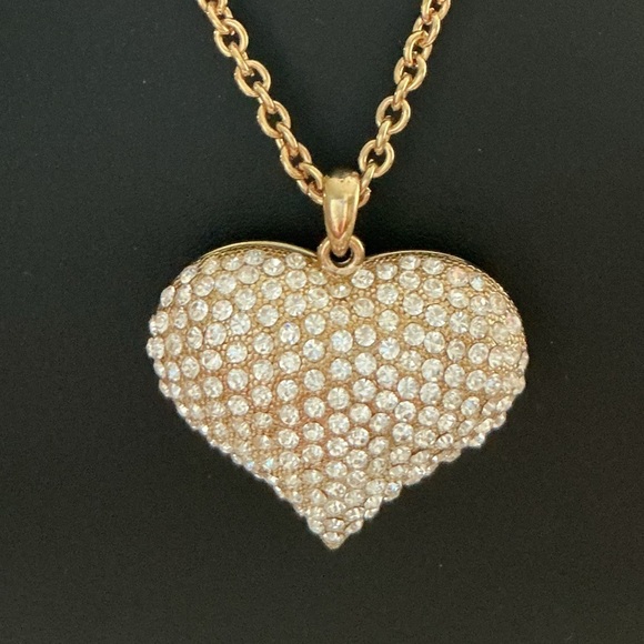 Heart Shape Puffed Gold Tone Pendant Necklace and Earring Set - Picture 2 of 5